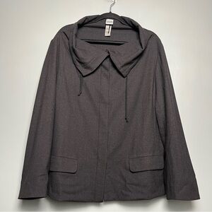 Lilith Paris Charcoal Wool Button Front Cowl Neck Women's Cape Jacket Size 46/L